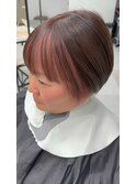 前髪ありフェイスフレーミング×ピンク