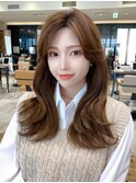 シャギーレイヤー韓国ワンホンヘアシースルーぱっつん前髪
