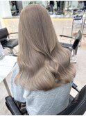 韓国ヘア顔周りレイヤーミルクティーベージュ暗めグレージュ