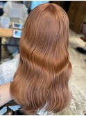 ブリーチなし　サーモンピンク　オレンジベージュ