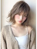 【Agu hair】無造作くせ毛風パーマミディアム ことりベージュ