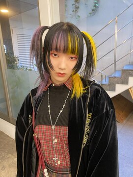 レコ 渋谷(LECO) イエロー×パープルの2トーンアレンジ