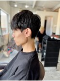 【soy-kufu】MEN'S HAIR束感アッシュブラックショートヘア