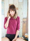 大人かわいい/レイヤーロング/グレーベージュ/前髪パーマ/赤羽