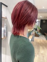 エミス バイ メルト 吉祥寺(emis by melt)&nbsp;【堀惠】レッドカラーレイヤーボブウルフブリーチカラー20代30代