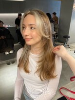 リール(rire)&nbsp;デザインカラーレイヤーカットウェットヘア夏オリーブベージュ