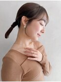 レイヤーカットうる艶髪薄めバングナチュラルカールモテ髪