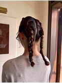 ヘアアレンジ＊お呼ばれヘア結婚式二次会＊三つ編み
