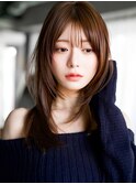 ☆大人ガーリーダークアッシュミディアムレイヤーカット韓国ヘア