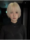 ダブルカラーショートウルフカットショートボブレイヤー前髪あり