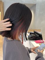 ルディー バイ ヘアーポケット(rudii by HAIR POCKET) ピンクインナーカラー×外ハネボブ