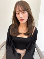 ノク 横浜(nok)&nbsp;オリーブベージュ_グレーベージュレイヤーロング黒髪前髪パーマ