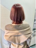 レイヤーボブ×ピンクでオシャレに！