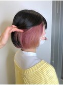 ブリーチインナーカラーピンクカラー前髪カットトリートメント