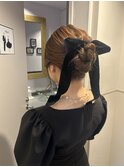 10代20代30代◎お団子モテ髪リボンアレンジヘア