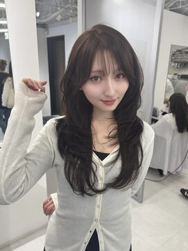 ハピネス 梅田茶屋町店(HAPPINESS) 韓国ヘア/レイヤー/顔周りカット/ブリーチなし/オリーブベージュ