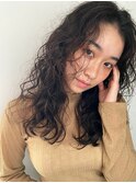 デザインパーマ/ダークブラウン/コスメパーマ/セミロング