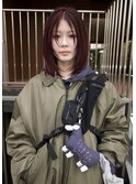 ボルドーカラー フェイスレイヤーボブ