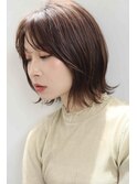 ★似合わせカットペールベージュ小顔カット外ハネボブ