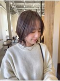 切りっぱなしボブ×グレージュ