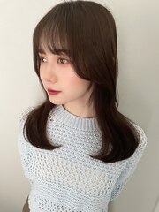 ★ワンカールレイヤー美髪韓国ワンホン艶ストレート