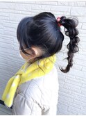 キッズアレンジポニーテール/ゴム隠し/@lucia_yuna_style/朝霞