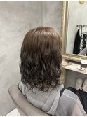 パーマ×オリーブアッシュ