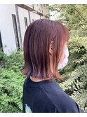 切りっぱなし#外ハネ#ミディアムボブ#レッドブラウン#豊橋#豊川