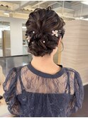 お呼ばれヘアセットアップシニヨンアレンジ