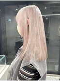 ペールピンクブロンドシルバーホワイトベージュ顔周りレイヤー