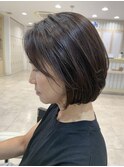 40代50代60代ナチュラル縮毛矯正ショートボブひし形ショート