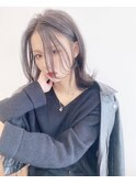 レイヤーカット×ブリーチ×アッシュグレー