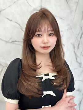 ベル 新宿店(Vel) ロングレイヤーカットミルクティーベージュ髪質改善10代20代30代