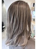 ハイライト/白髪ぼかし/ミルクティーベージュ/ケアブリーチ