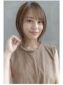大人かわいい前髪セシルカットココアブラウンフリンジウェーブ