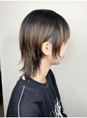 ミディアムウルフカットネオウルフカット顔まわりレイヤーカット