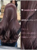 ☆高発色カシスレッド ブリーチなしダブルカラー ツヤカラー☆