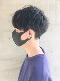 爽やかメンズ☆ビジネスショートマッシュ黒髪透明感カラー
