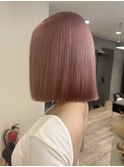ハイトーンボブミルクティーベージュピンクベージュダブルカラー