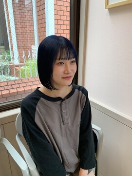 ネイバー(Neighbor) 切りっぱなしボブ&Bluecolor /ネイビーブルー