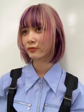 サンク 原宿 表参道(cinq) 丸みショートボブヘアダブルカラーケアブリーチカラーハイトーン