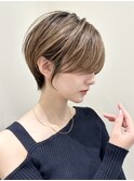 ハイライトバレイヤージュダブルカラーショートカット30代40代