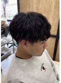 ツイストスパイラルマッシュツーブロック刈り上げ