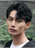 センターパートニュアンスパーマワンカールパーマ韓国コンマヘア