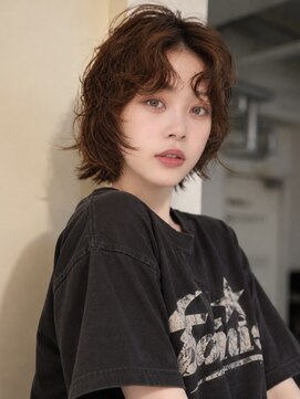 ノラ シブヤ(NORA) 小顔ミディアムパーマミディアムデジタルパーマボブパーマ前髪