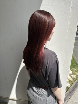 ジュエ ヘアー デザイン(Jue hair design) 秋映えボルドーカラー/イヤリングカラー/ストレート