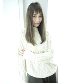 束感ストレートセミロング◇セピアアッシュベージュ