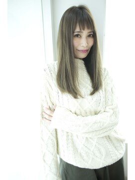 カシェ マエノヘタ(Cashe'e MAENOHETA) 束感ストレートセミロング◇セピアアッシュベージュ