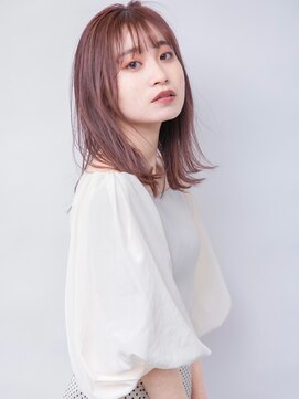 キッカ(kicca) 【kicca】ミディアムロブ×ピンクグレージュ