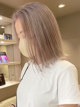 ベレーザ 渋谷(BELEZA) ba1676プラチナカラーホワイトミルクティーコリアンスタイルボブ